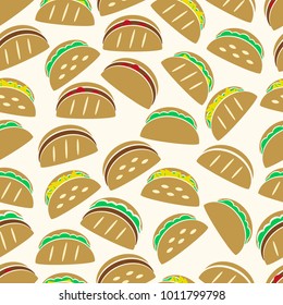 set of color tortilla tacos food icons seamless pattern eps10