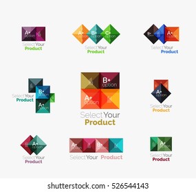 Set of color translucent squares abstract background templates or infographics with place for your content