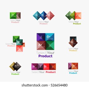 Set of color translucent squares abstract background templates or infographics with place for your content