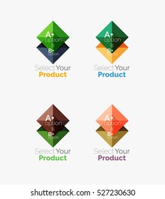 Set of color translucent squares abstract background templates or infographics with place for your content