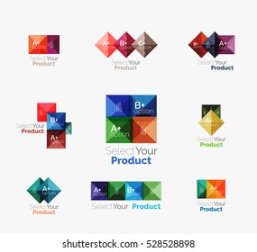 Set of color translucent squares abstract background templates or infographics with place for your content