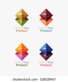 Set of color translucent squares abstract background templates or infographics with place for your content