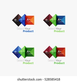 Set of color translucent squares abstract background templates or infographics with place for your content