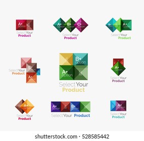 Set of color translucent squares abstract background templates or infographics with place for your content