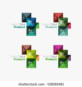 Set of color translucent squares abstract background templates or infographics with place for your content