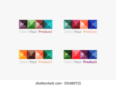 Set of color translucent squares abstract background templates or infographics with place for your content