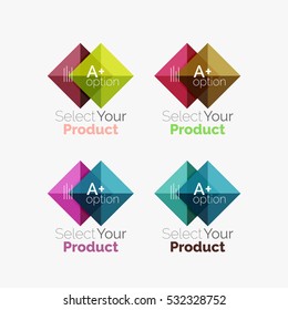 Set of color translucent squares abstract background templates or infographics with place for your content