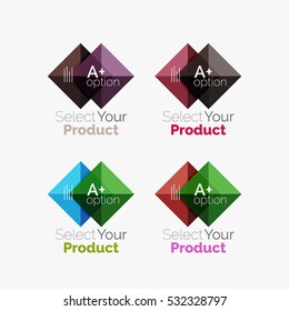 Set of color translucent squares abstract background templates or infographics with place for your content