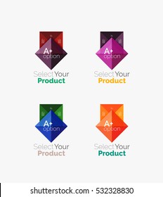 Set of color translucent squares abstract background templates or infographics with place for your content