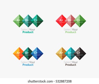 Set of color translucent squares abstract background templates or infographics with place for your content