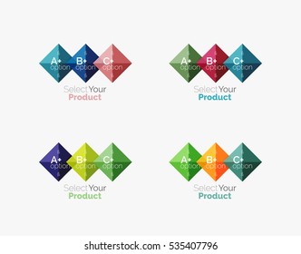 Set of color translucent squares abstract background templates or infographics with place for your content