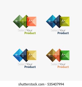Set of color translucent squares abstract background templates or infographics with place for your content