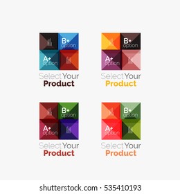 Set of color translucent squares abstract background templates or infographics with place for your content