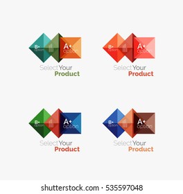 Set of color translucent squares abstract background templates or infographics with place for your content