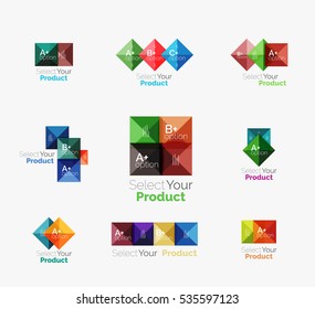 Set of color translucent squares abstract background templates or infographics with place for your content