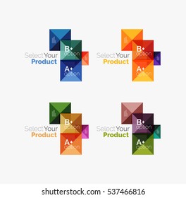 Set of color translucent squares abstract background templates or infographics with place for your content