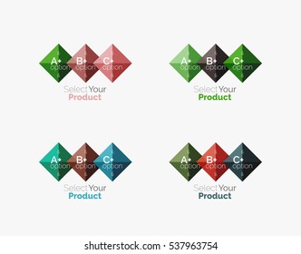 Set of color translucent squares abstract background templates or infographics with place for your content