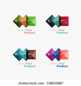 Set of color translucent squares abstract background templates or infographics with place for your content