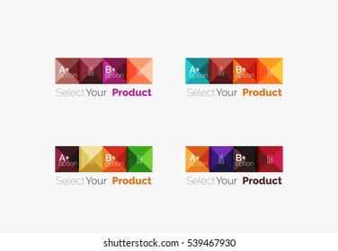 Set of color translucent squares abstract background templates or infographics with place for your content