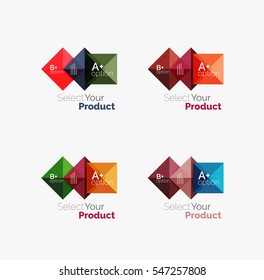 Set of color translucent squares abstract background templates or infographics with place for your content