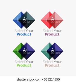Set of color translucent squares abstract background templates or infographics with place for your content