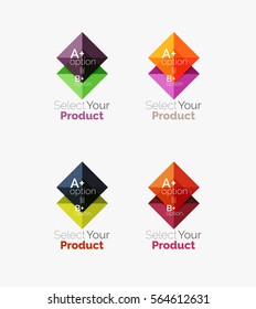 Set of color translucent squares abstract background templates or infographics with place for your content