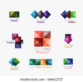 Set of color translucent squares abstract background templates or infographics with place for your content