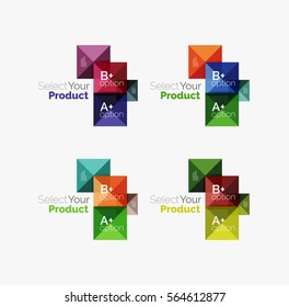 Set of color translucent squares abstract background templates or infographics with place for your content