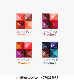 Set of color translucent squares abstract background templates or infographics with place for your content