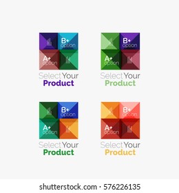 Set of color translucent squares abstract background templates or infographics with place for your content