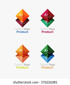 Set of color translucent squares abstract background templates or infographics with place for your content