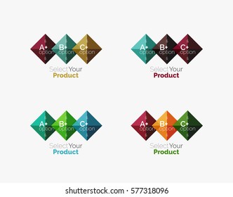 Set of color translucent squares abstract background templates or infographics with place for your content