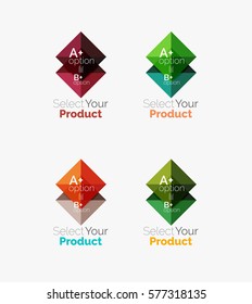 Set of color translucent squares abstract background templates or infographics with place for your content