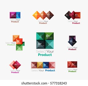 Set of color translucent squares abstract background templates or infographics with place for your content