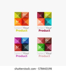 Conjunto de cuadros translúcidos de color plantillas de fondo abstractas o infografías con un lugar para el contenido