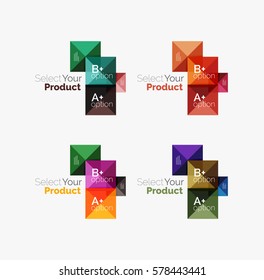 Set of color translucent squares abstract background templates or infographics with place for your content
