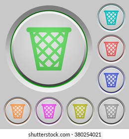 Set of color trash sunk push buttons.