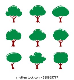 Set of Color Trees. Vector Illustration.