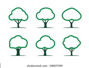 Set of Color Trees. Vector Illustration.