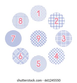 Set color trend elements for infographics. Round Substrates checkered pattern. Vector template backgrounds for women's business.