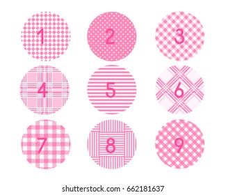 Set color trend elements for infographics. Round Substrates checkered pattern. Vector template backgrounds for women's business.