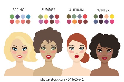 Set Color Type Women Appearance Skin Stock Vector (Royalty Free) 543629641