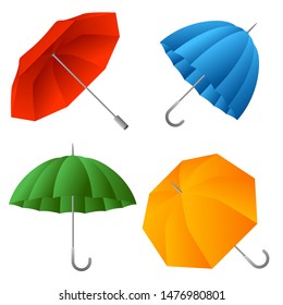 Set of color umbrella. Cartoon illustration of bright accessories.