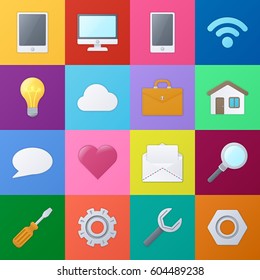 Set of  color universal icons  for web and mobile apps