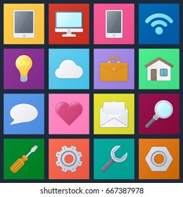 Set of  color universal icons  for web and mobile apps