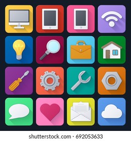 Set of  color universal icons  for web and mobile apps