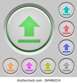 Set of color upload sunk push buttons.
