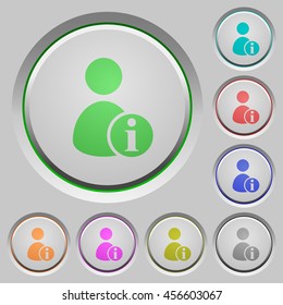 Set of color User account information sunk push buttons.
