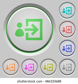 Set of color user login sunk push buttons.