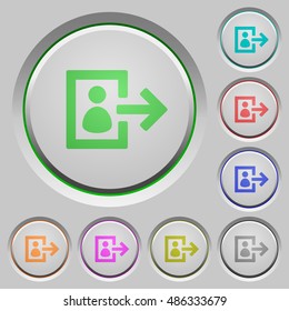 Set of color user logout sunk push buttons.